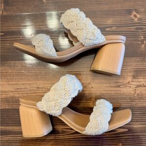 Universal Thread Macrame Braided Cream Women's Block Heeled Sandals
